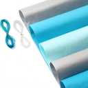 Hestya 50 Sheets Christmas Tissue Paper with 2 Ribbon 19.6 x 27.5 Inch for Wrapping Gift Party Supplies Holiday Xmas Presents Crafts(Sky Blue,Light Blue,Silver)