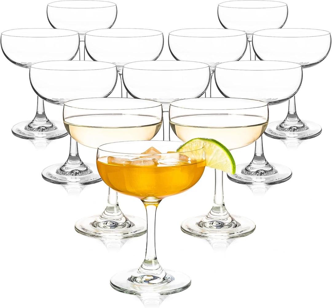 Champagne Glasses Set of 12-7oz Elegant Coupe Glasses, Crystal Cocktail Glasses for Martini, Champagne, Desserts, Home Bar, Wedding, and Party (12 PCS)