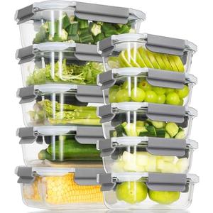 AILTEC 5 Pack Glass Meal Prep Containers, Glass Food Storage Containers with Lids Airtight, Storage Container Set with Lid for Food, Bpa-free, Leak-proof, Microwave Oven Freezer Dishwasher Safe