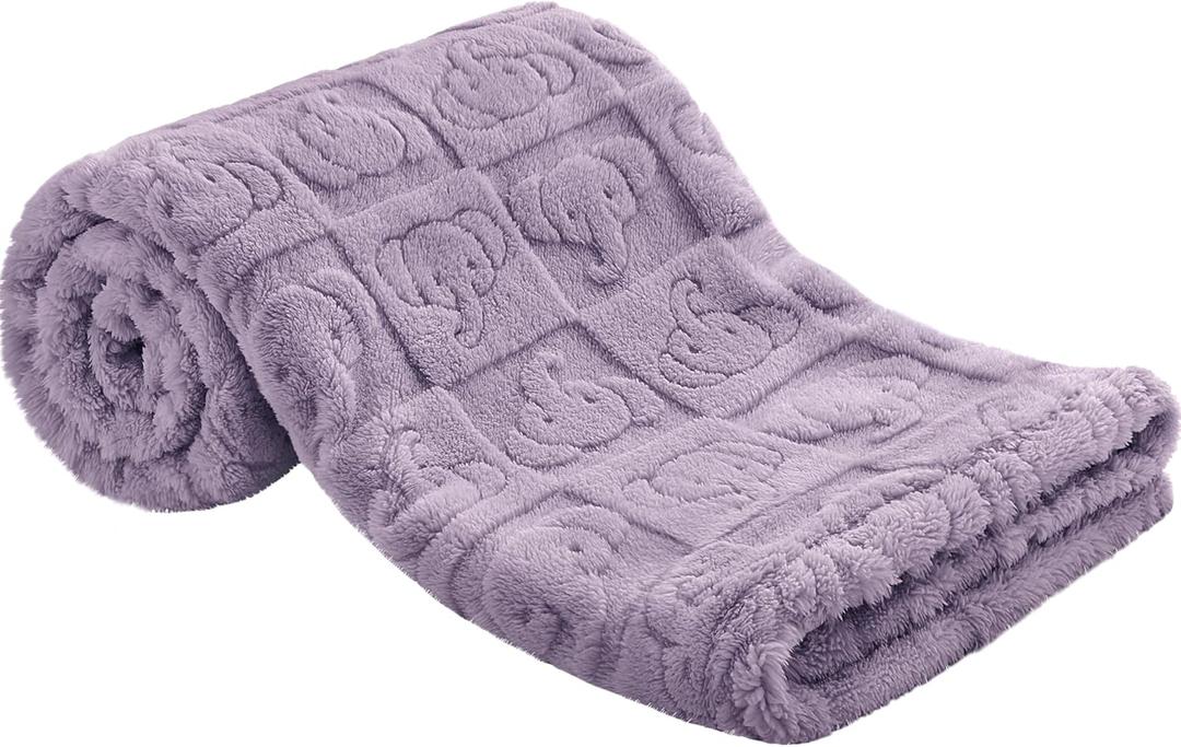 Pro Goleem Elephant Baby Blanket, Baby Fleece Blanket for Boys & Girls, 30" x 40" Soft Crib & Stroller Blanket for Newborns and Toddlers, (Purple)