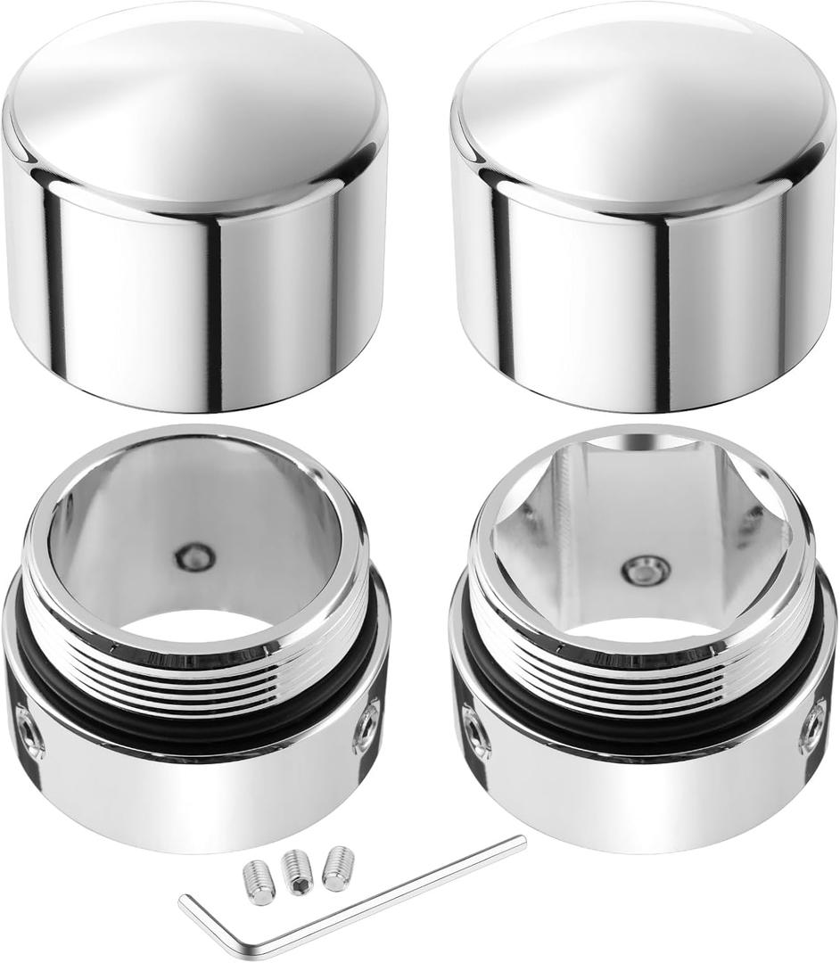 Upgraded Axle Nut Covers fit for Harley, Stealthy Front Axle Nut Caps Chrome Compatible with Harley Touring Sportster Trike Dyna Heritage Softail Street Glide Road King Road Glide Sportster 2008-2023