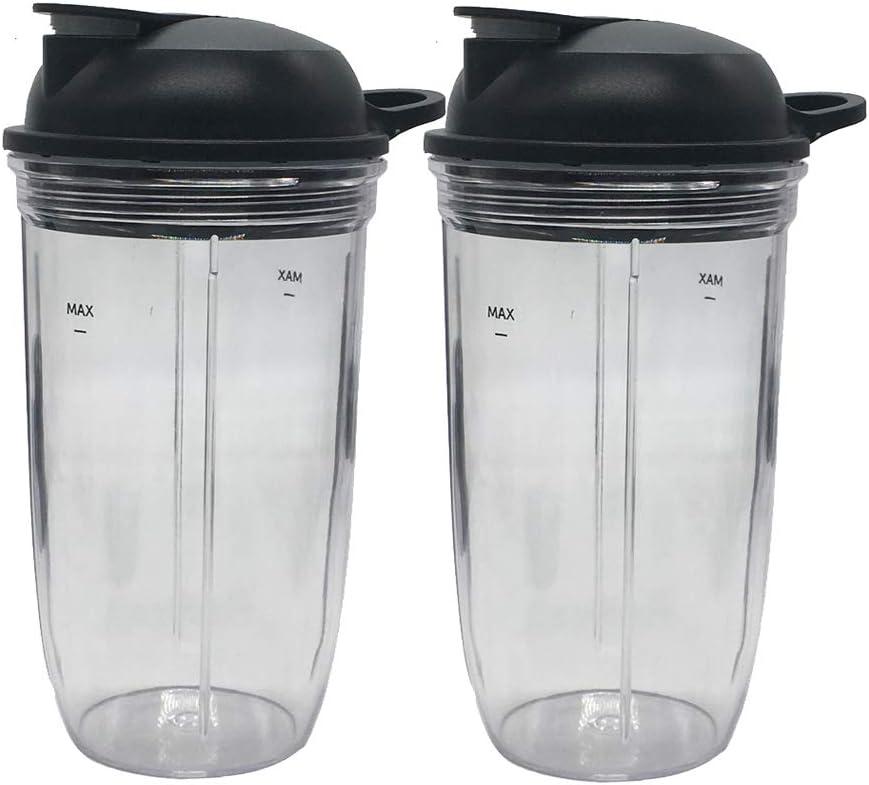 Replacement juicer personal jar 18oz cup to go lidPack of 2pcs) Compatible with NutriBullet Blender ComboZNBF30400Z/ZNBF30500Z/Select Blender 1200NB07200-1210 /PRO 1000 Blender