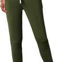 MARZXIN Drop Waist Pants for Women Black Drawstring Waist Pocketed Joggers (Moss Green)