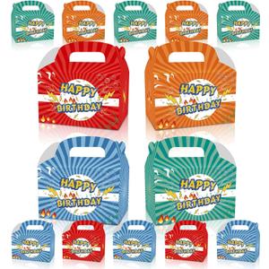12Pcs Anime White Happy Birthday Decorations, Cartoon Red Birthday Party Favors Gift Boxes for Boys and Girls Kids Party Theme Supplies (multicolor)