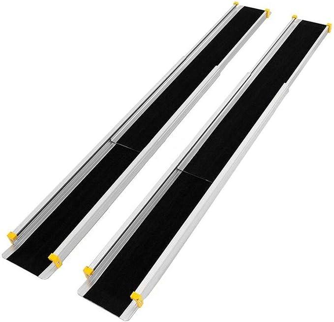 Adjustable Wheelchair Ramp, 4FT-7FT Telescoping Aluminum Door Threshold Ramp, Lightweight Portable Wheel Chair Scooter Ramp for Steps, Car, Doorways, Curbs, Stairs, 600LBS Capacity