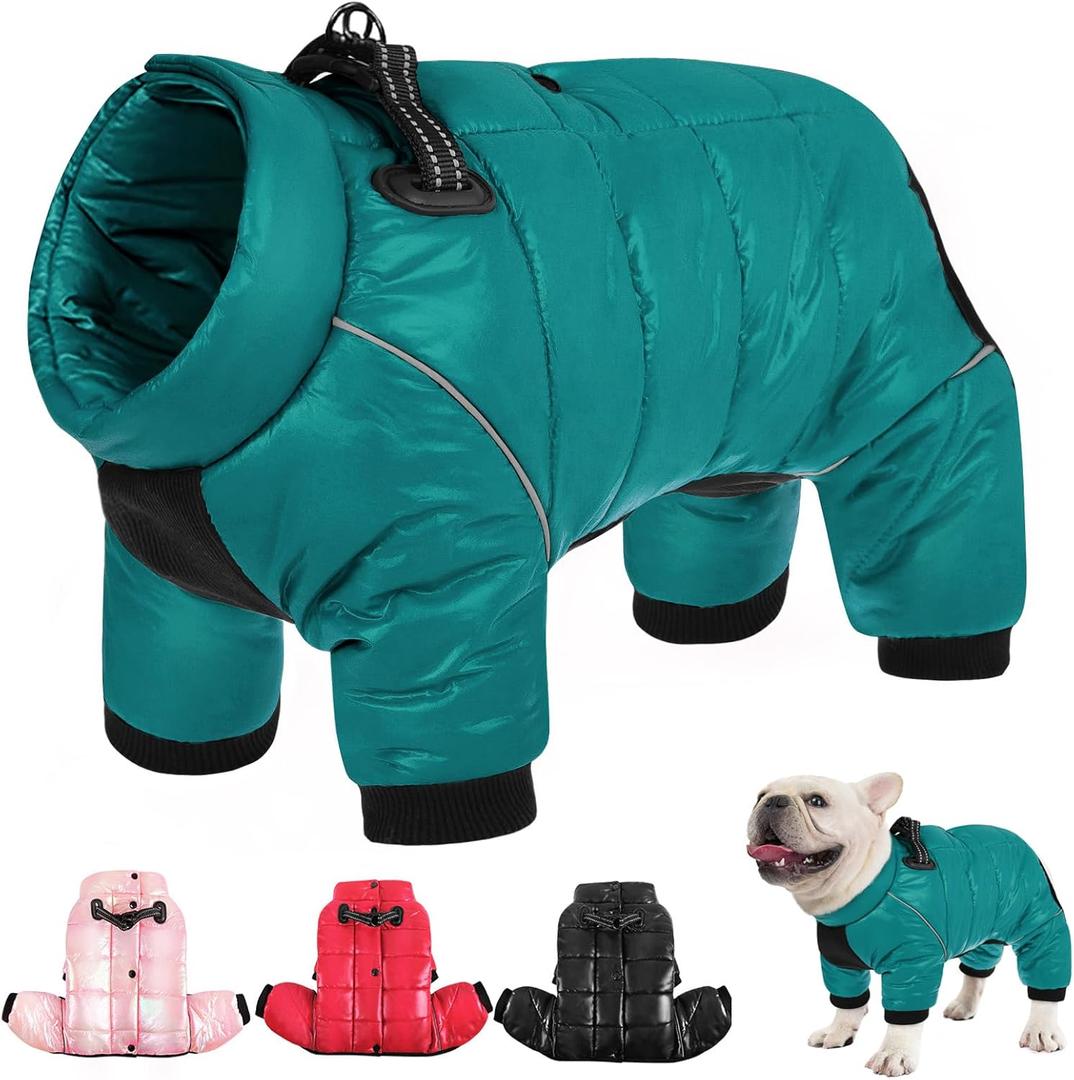 AOFITEE Dog Coat, Waterproof Dog Jacket for Winter, Warm Fullbody Dogs Snowsuit, Winter Coat for Small Dogs, Zip Up Pet Puffer Jacket Fleece Vest, Outdoor Reflective Cold Weather Pet Coats, S
