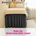 RIMELA Dorm Bed Skirt Twin XL 32 Inch Drop, Easy to Install Extra Long Wrap Around Elastic Dust Ruffle, Dark Grey Bed skirt Solid Silky Fabric Machine Washable (Twin XL 80L x 39W & Twin 75L x 39W)
