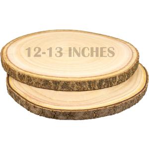 2pcs Large Wood Slices for Centerpieces 12-13 inches Wood Rounds for Tables Decor Rustic Wood Circles for DIY Crafts and Wedding Decor Round Wooden Discs Rustic Wedding Centerpiece