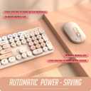 Wireless Keyboard and Mouse, Silent Keyboard Mouse Combo, Full-Sized Colorful Typewriter Keyboard with Round Keycaps, 2.4G Cute Mouse Compatible with PC/Laptop/Computer(Milk Tea)