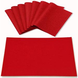 Cloth Red Placemats Set of 8, Linen Type Fabric Placemats Machine Washable Heat Resistant Placemats Polyester Place Mats for Halloween, Thanksgiving, Christmas and Valentine Dining Table (Red)