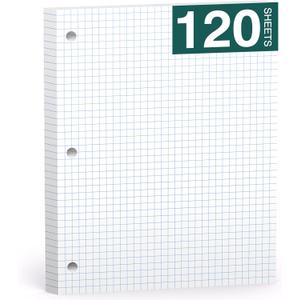 Loose Leaf Graph Paper Notebook 8 X 10.5, 120 Sheets Graphing Paper Note pads，3 Hole Punched，4x4 Quad Ruled Grid Writing Pads, 101/2" X 8 Binder Filler Paper For, Engineering, Office, School