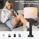 28" Tall Modern Table Lamps Set of 2 with USB C+A Ports and AC Outlet, 3 Way Touch Metal Bedside Lamps for Bedroom, Black Nightstand Lamps for Living Room