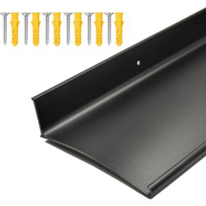 Heavy-Duty Door Rain Drip Guard Overhead 5.12" W 43.3" L Aluminum Drip Edge Drip Cap Guard for Exterior Door & Window,Diverter,Deflector, 1pc Black