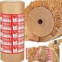 JARLINK Honeycomb Packing Paper, 15 * 400' Packing Wrap for Packing/Shipping/Moving, Recyclable Honeycomb Cushioning Wrap Roll, Moving & Gifts Wrapping Paper With 30 Fragile Sticker Labels