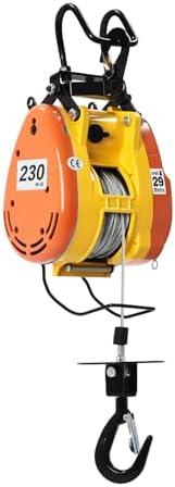 1300W Electric Hoist with Wired Control - 500LB Capacity Yellow Lifting Winch, 98ft Steel Cable & 95ft Lift Height, 110V for Construction/Workshop