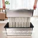 PAWISE 19.7"×13.8"×6" Stainless Steel Sifting Litter Box, XL Sifting Cat Litter Box with High Sides, 201 Metal Sifting Litter Pan for Big Cats & Pine Pellets, Rust-Proof, Anti-Odor,Easy Clean