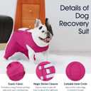 IECOii Dog Onesie for Surgery, Dog Surgery Suit Female Spay Recovery Suit for Medium Size Dog, Dog Recovery Suit Male Pet Abdominal Anti Licking Shirt, Dog Bodysuit Alternative to Cone E-Collar, M-Rosered