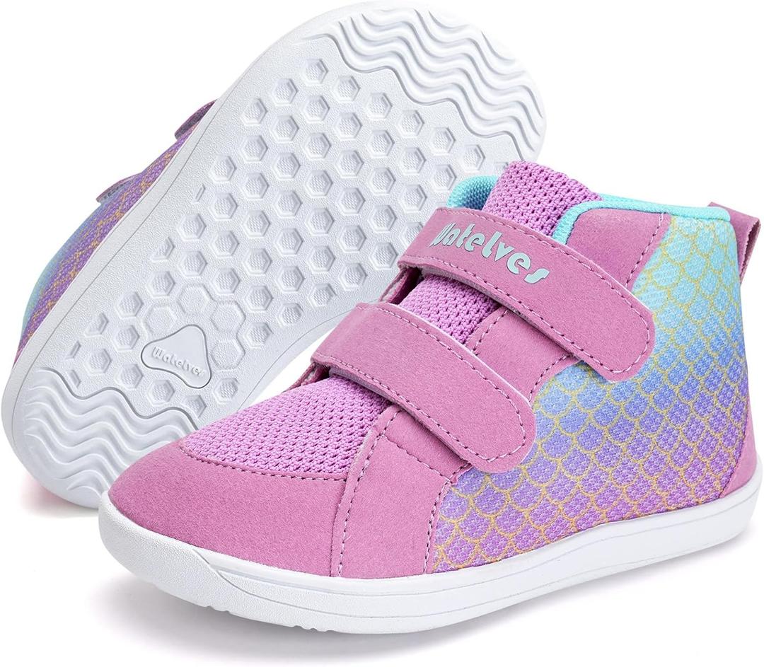 WateLves Toddler Wide Barefoot Shoes Boys Girls Little Kid High Top Minimalist Sneakers | Zero-Drop Healthy Sole | Natural to Grow (Fish Scale)