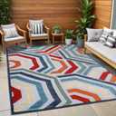 SUPERIOR Waimea Indoor Outdoor Area Rug, Perfect for Patio, Poolside, Backyard, Playroom, Kitchen, Bedroom, Dining Room, Entryway, Mudroom, Modern Geometric Floor Cover, 5' 6" x 8', Multicolor