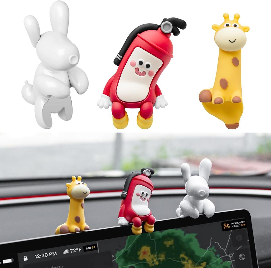 3PCS for Tesla Model Y 2026 Dog Mode Mini Screen Decoration Ornament Funny Decors Compatible with 2017-2026 Tesla Modle 3 and New Modle Y Juniper Accessories