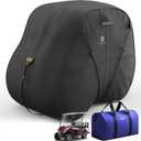2+2/4 Passenger Golf Cart Cover Fits for Yamaha EZGO Club Car, 420D Waterproof Durable Polyester Golf Cart Cover with 2 Zipper Doors - Black