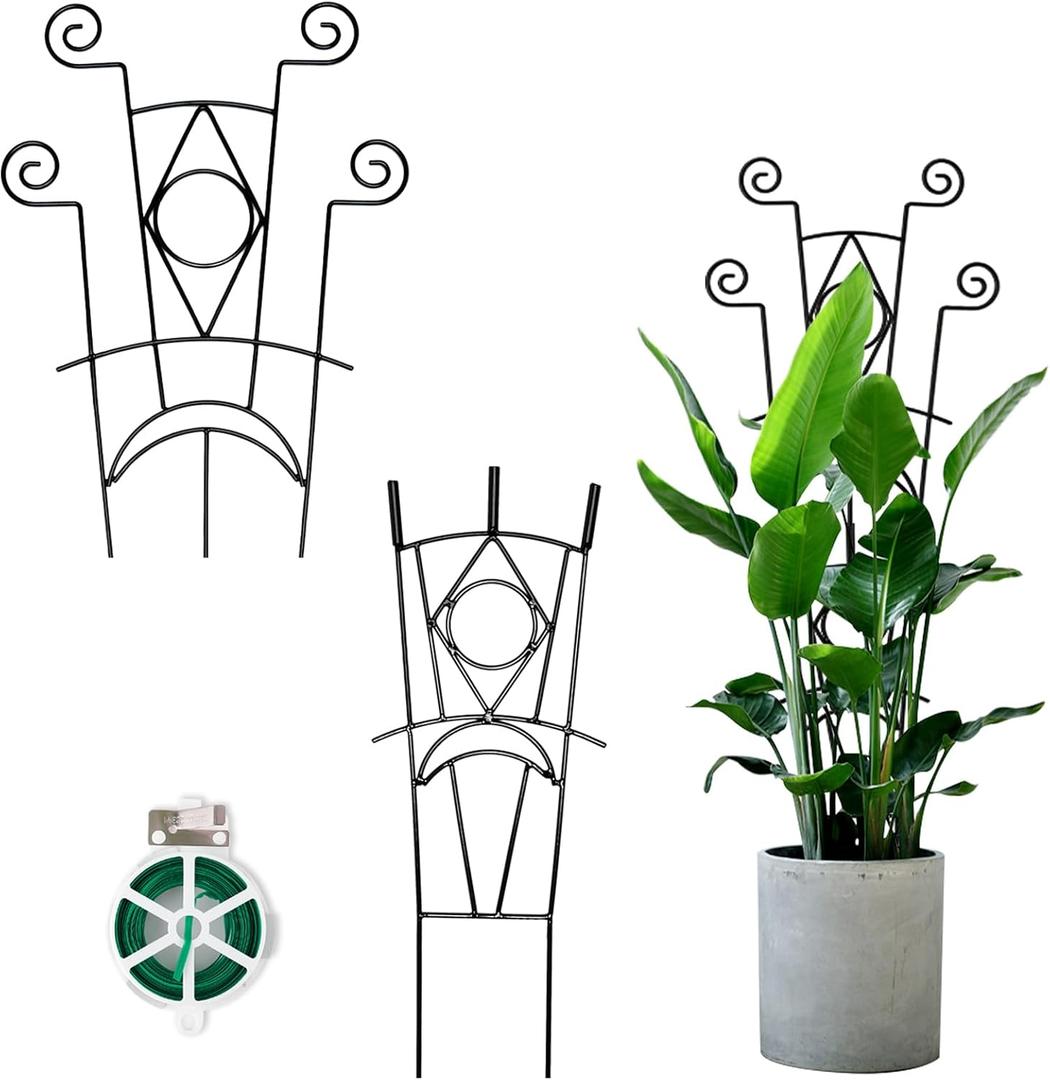 Yhtpouqe Indoor Plant Trellis for Climbing Plants 2 Pack Small Garden Metal Support for Potted Plants Flowers Houseplants for Outdoor