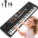 61 Key Upgrade Piano Keyboard for Kids Beginners Electronic Keyboards Pianos with LCD Screen Microphone Musical Instrument Toys for 3 4 5 6 7 8 Year Old Boys Girls Gifts, Large