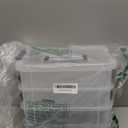 JUXYES 4-Tiers Stack Carry Storage Box With 2 Divided Tray, Transparent Stackable Storage Bin With Handle Lid Latching Storage Container for School & Office Supplies, Black