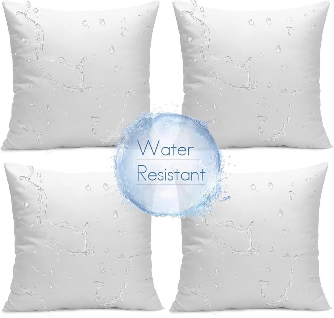 Ashler 20 x 20 Outdoor Pillows, Waterproof Inserts Set of 4 Water Resistant Throw Pillow Inserts, Hypoallergenic Pillows for Patio, Bench, Garden, Indoor Outdoor Summer Decorative (4 Count (Pack of 1))