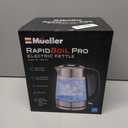 Mueller Rapid Boil Electric Tea Kettle 1.8L  Borosilicate Glass & Stainless Steel  BPA-Free Hot Water Boiler, LED Light, Auto Shut-Off, Boil Dry Protection Fast Water Heater  Kitchen Appliances