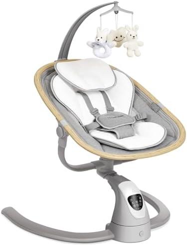 Angelbliss Baby Swing with Cry Detection, Electric Swing - Side-to-Side & 180 Rotation, for Infants & Toddlers (Grey) with 5 Speeds