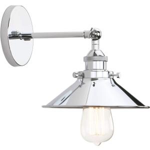 PERMO Vintage Industrial Metal Wall Sconce Lighting 180 Degree Adjustable Wall Lamp (Chrome)