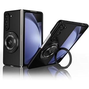 Compatible with Samsung Galaxy Z Fold 5,Magnetic Stand Ring Holder Shockproof Slim Cell Cover Protective,Phone Cover Case for Samsung Galaxy Z Fold (Black)