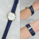 Vintage Leather Watch Band Quick Release Leather Strap For Men Women Handmade Extra Soft Watch Wrist Band Elegant Replacement Stainless Steel Strap 18mm 19mm 20mm 21mm 22mm, Color: Blue - Silver Buckle