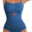 Dokotoo Women's One-Piece Swimsuits Adjustable Strap Cutout Monokini Padded Tummy Control Slimming Swimwear Bathing Suits, L