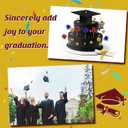 32PCS Graduation Cake Decorations Kit for Class of 2026 Felt Tassel Cap, Firework Cupcake Toppers, Diploma, Balls, Black Theme Graduation Party Supplies for Grads(Black)