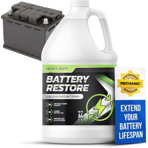 FORTIVO Battery Restorer and Desulfator for Lead Acid Battery - Prolong Life & Boost Charge Capacity, Battery Acid Refill and Additive for Golf Cart, RVs, Bikes, ATVs, Car Battery 64oz