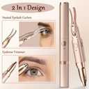 Heated Eyelash Curler - 2 in 1 Eye Lash Curler and Eyebrow Trimmer for Women with 2 Temperature Modes, USB Rechargeable Electric Eyelash Curler, Anti-Burn Design, Ideal Gift for Women(Gold)