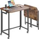 JSB Small Folding Computer Desk with Storage Bag and Hook Writing Modern Industrial Work Table Laptop for Home Office White (Rustic & Brown, 23.6")
