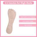 3 Pairs High Heel Inserts for Women, Gel Insoles for Women Heels, Anti-Slip Velvety Cushion Pads Insoles for High Heel Comfort, Heels Inserts for Shoes, Foot Support for Dress Sandals