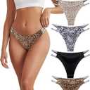 Womens Seamless Sexy Panties Leopard Underwear Shiny Elastic Waist Band Invisibles Briefs No Show Hipster Panty Pack (Small, D-4 Pack-order One Size Up)