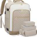 LOVEVOOK Large Travel Backpack for Women, 50L Carry on Backpack Airplane Approved, TSA Personal Item Travel Bag for Women fits 18" Laptop, Waterproof Carry on Bags for airplanes with 3 Packing Cubes (Khaki - Beige - Abricot)