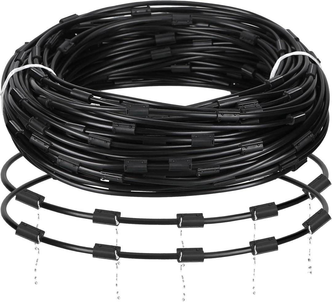Nezyo 1/4" Irrigation Drip Line Tubing Irrigation Hydroponics Drip Line Tubing Irrigation Drip Line Hose, 4mm ID, 11.8 Inches Emitter Spacing, Drip Irrigation Kit, 200 Ft, Black