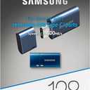 Samsung Type-C USB Flash Drive, 128GB, Transfers 4GB Files in 11 Secs w/Up to 400MB/s USB 3.2 Gen 1 Read Speeds, Compatible w/USB 3.0/2.0, Waterproof, 2022, Blue, MUF-128DA/AM