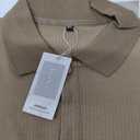 AstoSeu Men's Polo Shirts Short Sleeve Stretch Workout Tee Casual Slim Fit Muscle T Shirt Khaki, 3XL