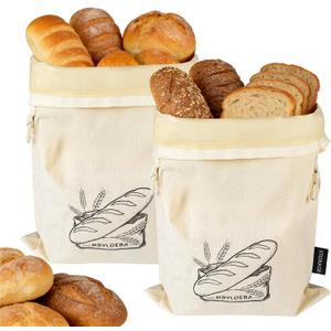 Washable Sourdough Bread Bags for Homemade, Hybrid Set (1 Beeswax + 1 TPU Freezer Bag), Reusable Beeswax Bread Bags for Sourdough, TPU Lining, Freezer Sourdough Container, Reusable Food Storage Bag