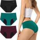 TANSTC Period Underwear for Women Heavy Flow Leakproof Menstrual Panties Postpartum Hipster Briefs 3 Pack, Large