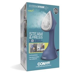 Conair ExtremeSteam Steam & Press 2-in-1 Iron & Steamer, Press Steamer for Clothes, Continuous Steam, Iron-Shaped Soleplate, For Home, Office or Travel