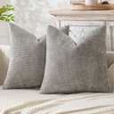 MIULEE Pack of 2 Light Gray Decorative Pillow Covers 18x18 Inch Soft Chenille Couch Throw Pillows Farmhouse Cushion Covers for Home Decor Sofa Bedroom Living Room (18" x 18" (Pack of 2))