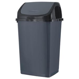 Superio Kitchen Trash Can 13 Gallon with Swing Lid, Plastic Tall Garbage Can Outdoor and Indoor, Large 52 Qt Recycle Bin and Waste Basket for Home, Office, Garage, Patio, Restaraunt (Grey/Black)